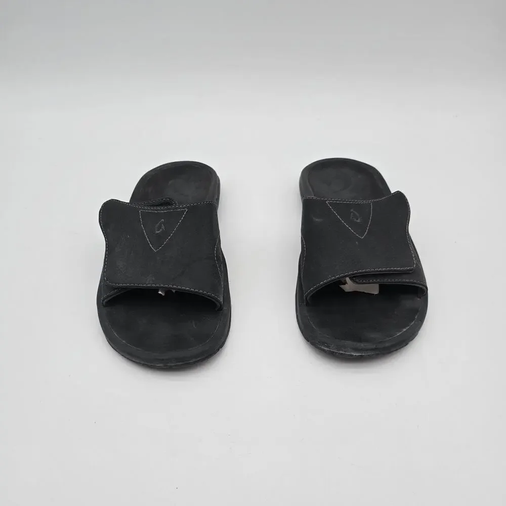 Olukai Sandals Mens 10 43 Black Nalu Slides Shoes Slip On Hook Loop Water